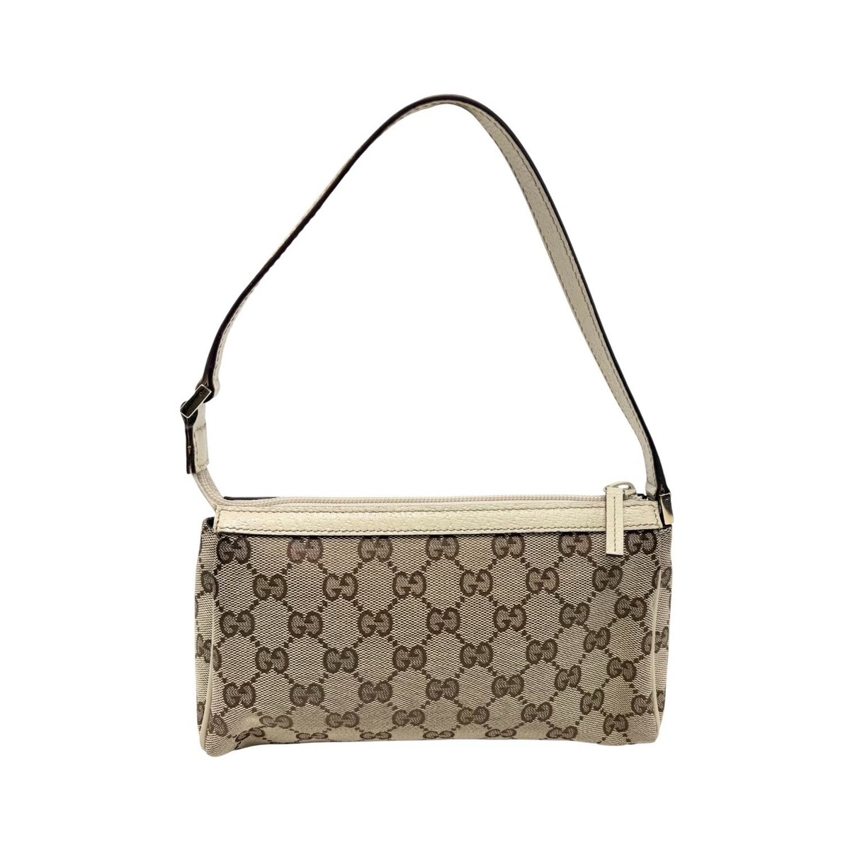 GUCCI Vintage GG Monogram Abbey Logo Mini Shoulder Bag White Brown