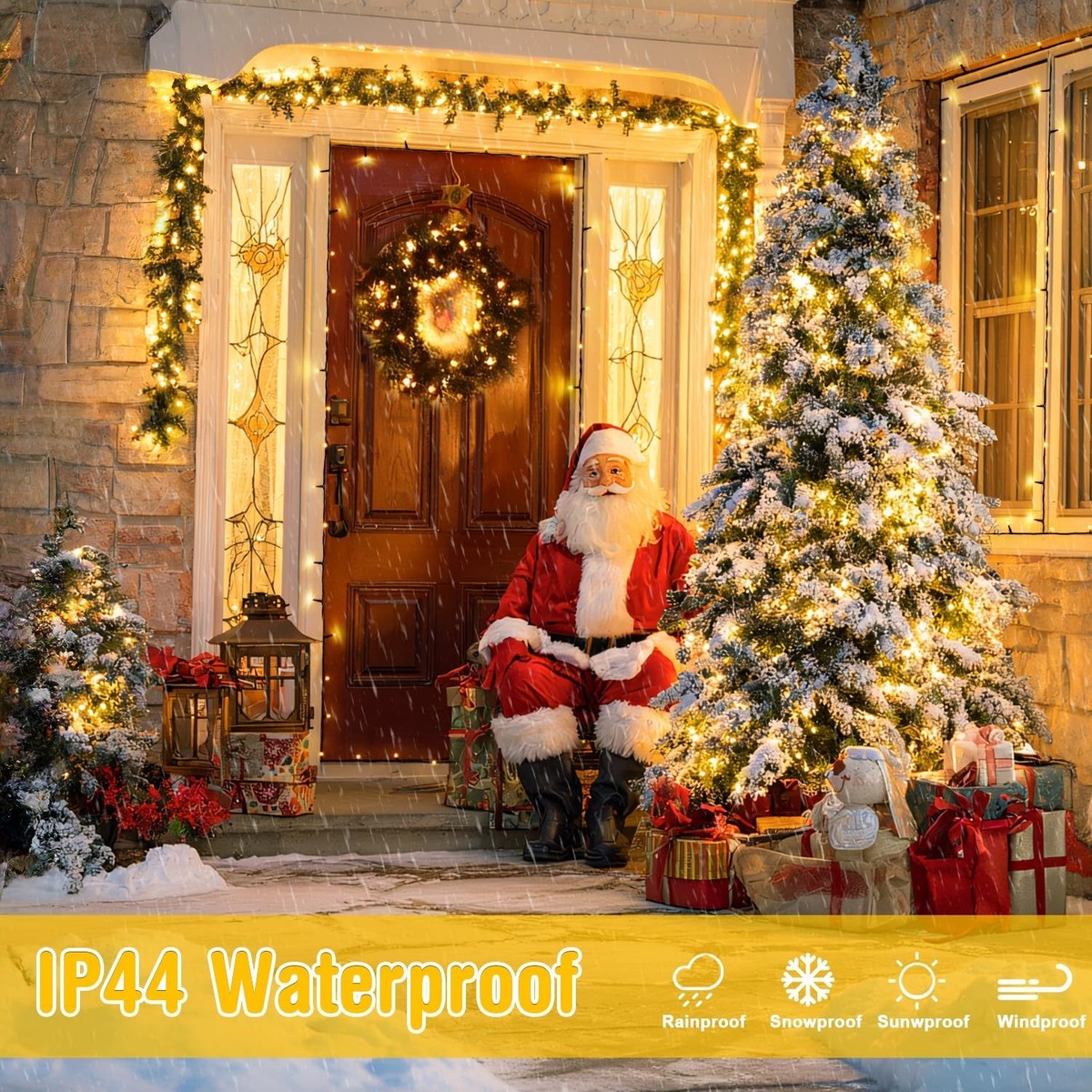 4 Pack Battery Operated Christmas Lights, 50 LEDs 16.5ft Battery