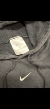 Vintage Y2K Nike Center Swoosh Faded Hoodie Black/Grey Fleece Pullover Minimal M