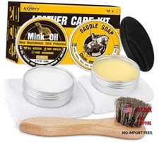 Leather Boot Care Kit, Mink Oil  Saddle Soap for Leather Cleaner  Boots White