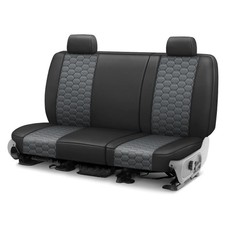 Caltrend Faux Leather Hex Quilted 2nd Row Black Charcoal Custom Seat Covers
