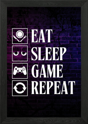 Eat Sleep Game Repeat Framed Wall Art Poster Canvas Print Picture