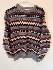 Vintage Shetland Real Wool Fair Isle Made In Scotland Pullover Sweater Size Med