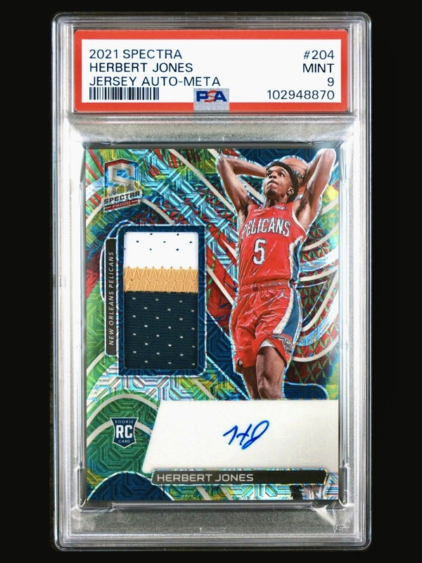 Herbert Jones RC 2021 Panini Spectra Jersey Auto Meta/25 PSA 9 POP 3 NONE HIGHER