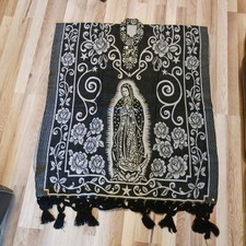 Our Lady Guadalupe Virgen Maria Poncho  Acrylic Poncho  One Size  Black