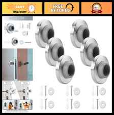 6pcs Wall Door Stopper Bumper - Stainless Steel Round Rubber Handle Protectors