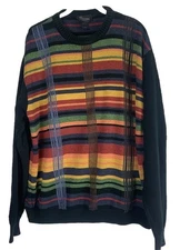 VTG Tosani Canada Men’s XL Colorful Stripe Textured Knit Coogi Style Cosby 90’s