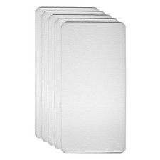 5pcs Metal Business Card 3x1.6x0.02" Brushed Laser Engrave Adhesive Silver