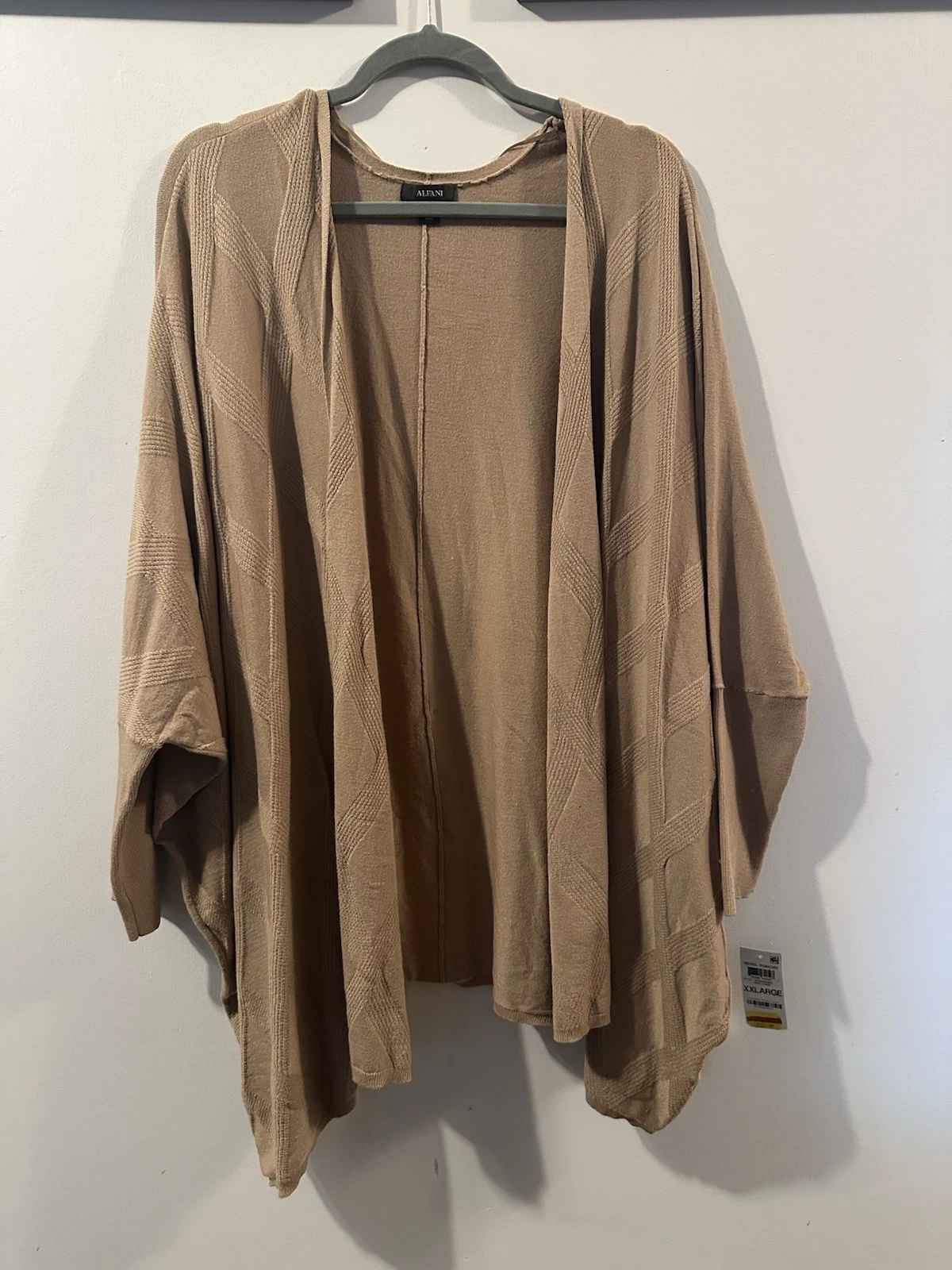 ALFANI Womens Poncho Wrap XXL Novel Beige Open Shawl Cardigan Relaxed Fit NWT