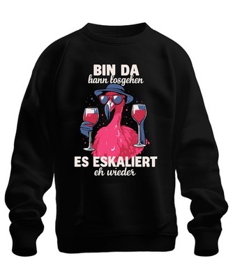 I'm here and now escalating again anyway flamingo wine party summer unisex sweatshirt