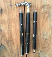Antique Brass Victorian Handle Wooden Vintage Style Walking Stick Cane Designer