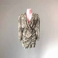 Ladies Mybel Italy Green Cream Summer Dress Wrap Front Lined Size 12-14 BNWT