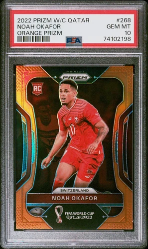 2022 Panini Prizm Qatar Noah Okafor Orange Prizm Rookie RC /49 #268 PSA 10