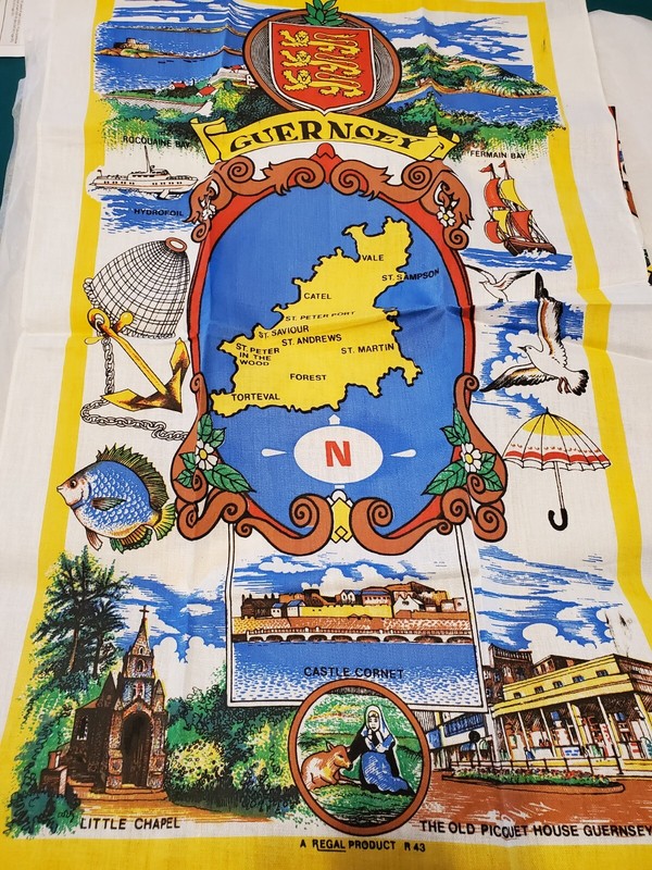 Guernsey Souvenir Tea Kitchen Towels New Regal Product Set 4 Bright Colors Gift