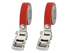 AltaLine Leather Toe Straps Mountain M.T.B. Road, Fixie Bicycle Pedal Strap RED