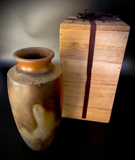 Bizen Ware Vase Konishi Toko Hand Made Vintage Ikebana Flower Wooden boxed