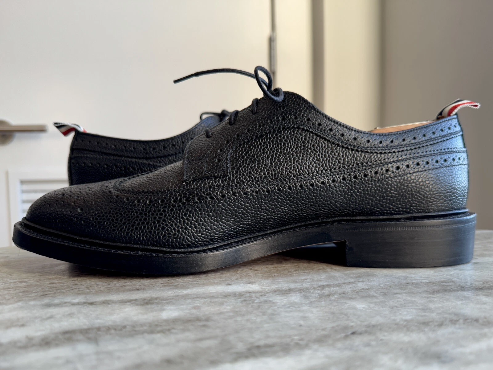 THOM BROWNE SUOLA IN PELLE LONGWING BROGUE 12 45 WINGTIPS NERO ITALIA $1200