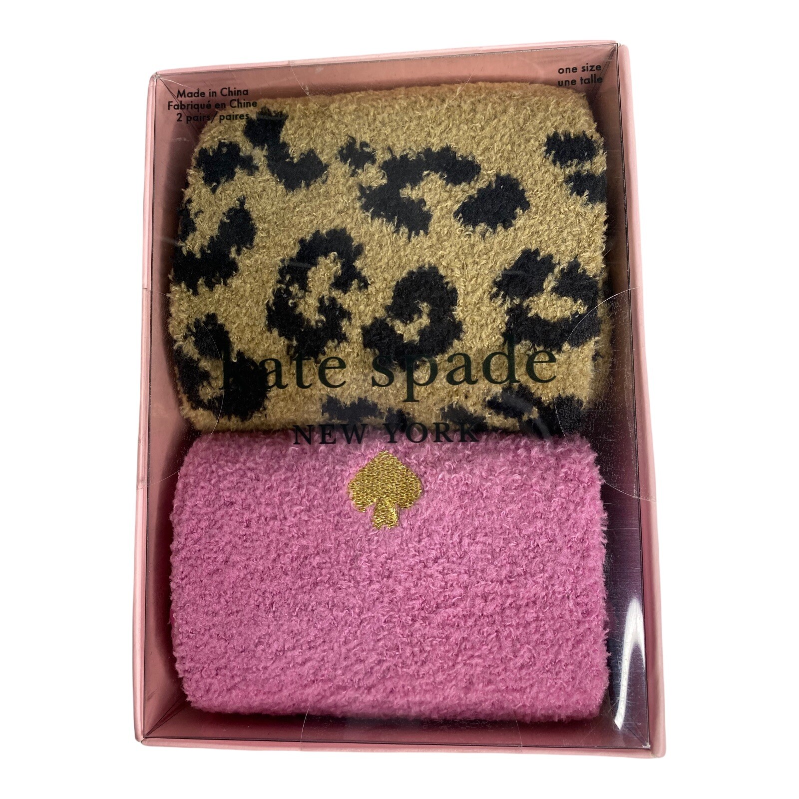 Kate Spade New York Women's Fuzzy Sock Size 410 Pink Leopard Gift Set