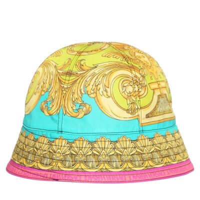 NEW Versace Barocco Print Pink/Yellow Summer Bucket Hat - 57 Versace - Barocco twill bucket hat Versace main image 4