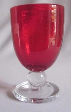 Water Goblet Glass Tag Ltd Bubble Glass Pattern Red 6" Christmas
