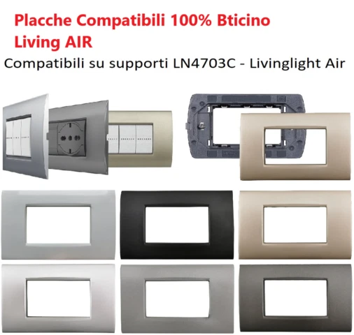 Placche Compatibili Bticino Living AIR 3M 4M 7M - Vari colori - Image 3 of 4