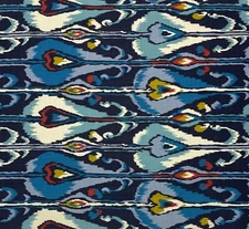 ROBERT ALLEN IKAT BANDS INDIGO BLUE RED IKAT MULTIUSE COTTON FABRIC BY YARD 54"W