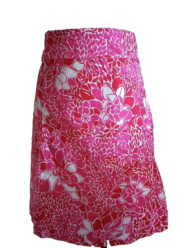 リリー Lilly Pulitzer Pink Shrimp Butterfly Ribbon Tie Wrap Skirt Size 4