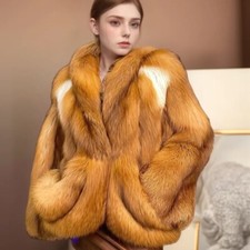 Women 100 Real Red Fox Fur Coat Winter Lapel Warm Overcoat Thick Fluffy Jackets