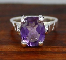Amethyst Ring, 925 Sterling Silver Ring, Designer Ring, Prong Ring