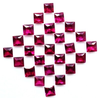 Natural Red Ruby 6 MM Square Cut 25 Pcs Certified Gemstone Lot
