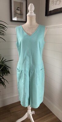Vintage OSCAR Dress Sz 10 Sleeveless Summer Sky Blue Knee Length V-Neck Shell