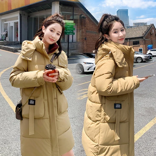 Mujeres Abrigo Cálido Suelto Largo Con Capucha Algodón Invierno Acolchado Parka Informal Prendas de abrigo Talla - Imagen 11 de 29