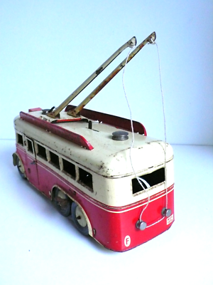 Joustra Trolley-Bus Stade 1952 - Tôle Lithographiée, 31 Cm, Bel état Vintage