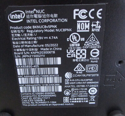 Intel NUC 8 Pro (Intel Core i5-8365U, 1.60GHz) Mini Desktop PC