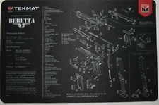 Tekmat Beretta 92 Gun Cleaning Bench Mat 11x17 inches Neoprene New
