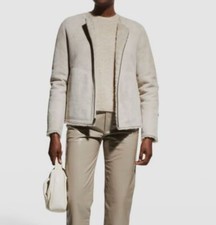 $1995 Fleurette Women's Beige Cleo Reversible Shearling Jacket Coat Size S
