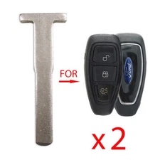 New Uncut Emergency Key High Security Insert Replacement for Ford HU101 (2 Pack)