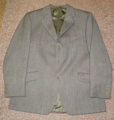 Hackett London Herren Orange Overcheck Grün Tweed Sakko 42''S