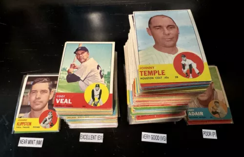 1963 Topps Baseball Cards 201-576 (P-NM) - You Pick - Complete Your Set