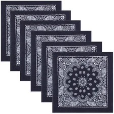 Navy Blue Trainmen Paisley Bandana 6-Pack Extra Large Head & Face Wrap 27"x27"