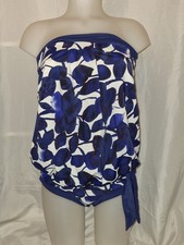 BNWT Gorgeous Navy Blue M CO tankini Bikini Top Bottom 3 Piece Set Size 10 12 B