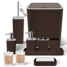 Bathroom Accessories Set - Gorgeous Bathroom Set, 10PC Brown Bathroom Accesso...