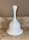Vintage Fenton White Milk Glass Silver Crest Spanish Lace Decorative Bell 6"