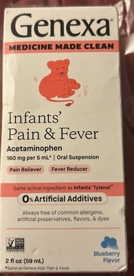 Genexa Clean Acetaminophen, Infants' Pain & Fever 2 Fl Oz  Blueberry Exp 3/2027