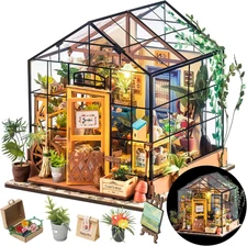 DIY Miniature Greenhouse Kit, Tiny/Mini House Making Kit with Furniture for Adul