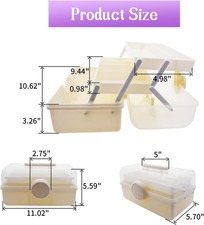 Craft Organizers and Storage,Plastic Box with 3-Tier Fold Tray and Handle,Por...