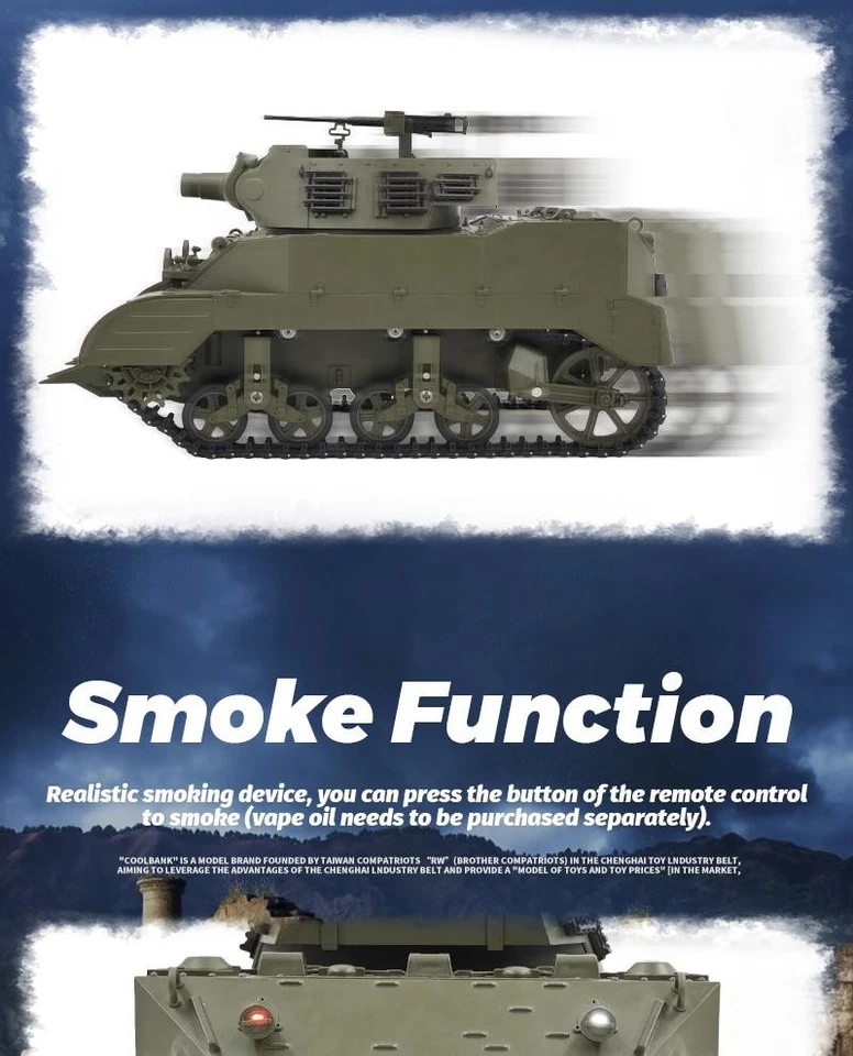 1/16 CoolBank RC Tank M8 HMC Scott RTR Battle Tank 360°Turret Smoke Sound Light - Bild 3 von 4