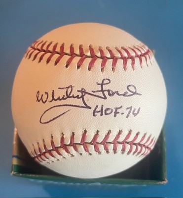 Whitey Ford NY Yankees Autographed OML Baseball Inscribed ''HOF 74'' JSA Cert