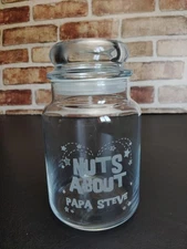 Nuts About Papa Steve Nut or Sweets Glass Jar with Sealed Lid