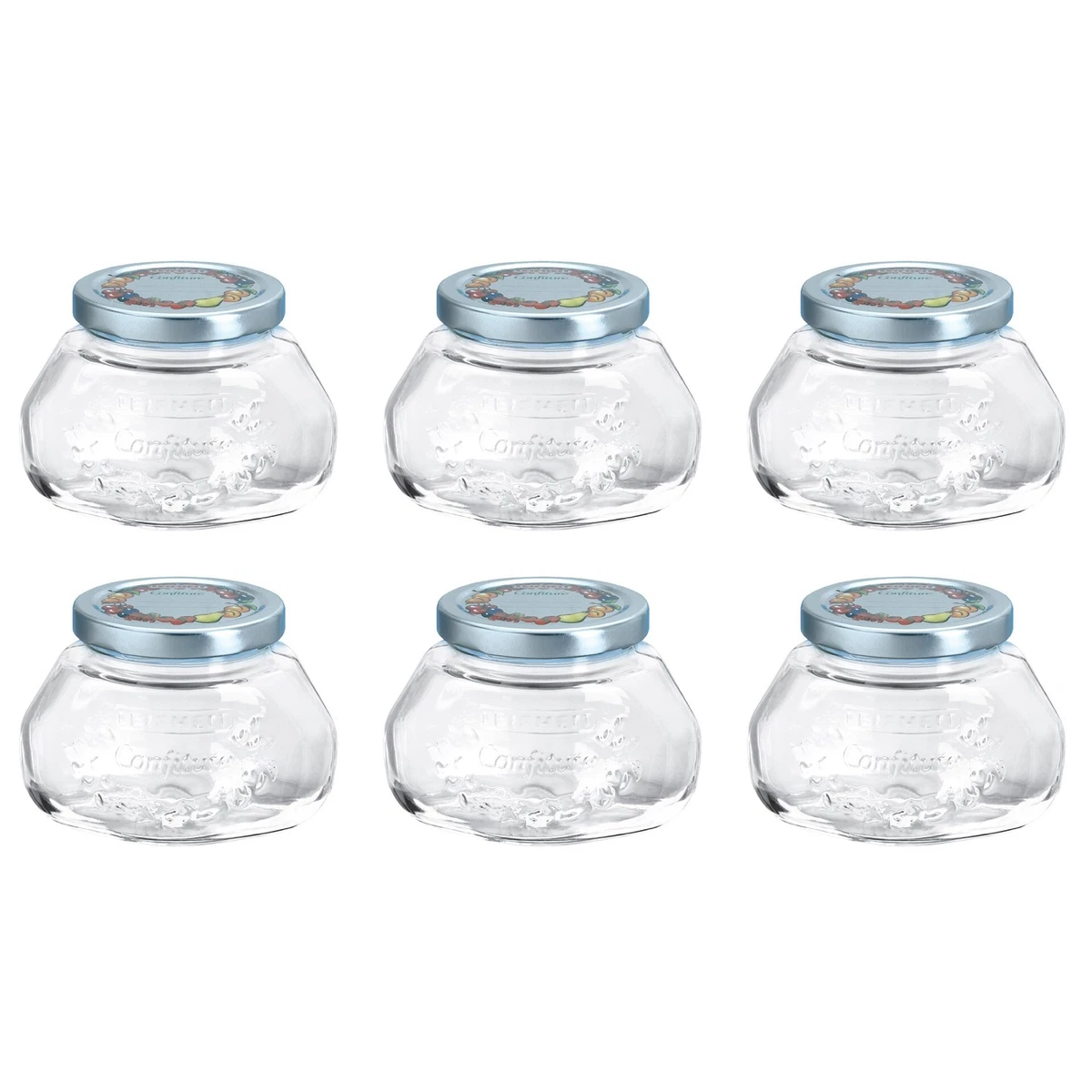 6x Geleeglas 250ml + Twist-off Deckel TO 66  Höhe 7,5cm Marmelade Einkochglas